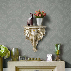 Elegant White Resin Elephant Wall Shelf - Traditional Animal Design