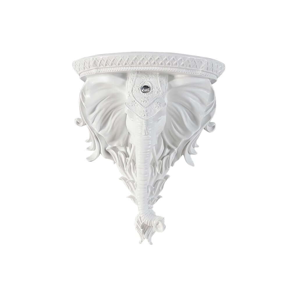 Elegant White Resin Elephant Wall Shelf - Traditional Animal Design