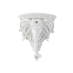 Elegant White Resin Elephant Wall Shelf - Traditional Animal Design