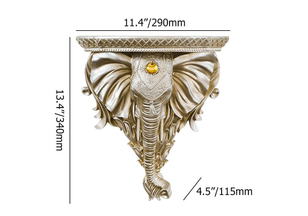 Elegant White Resin Elephant Wall Shelf - Traditional Animal Design Dimensions