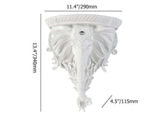 Elegant White Resin Elephant Wall Shelf - Traditional Animal Design Dimensions