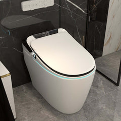 Elongated White & Black Tankless Bidet Toilet with Smart Features
