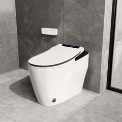 Elongated White & Black Tankless Bidet Toilet with Smart Features