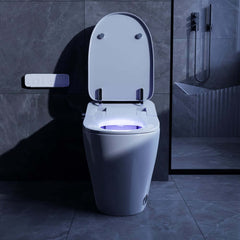 Elongated White & Black Tankless Bidet Toilet with Smart Features