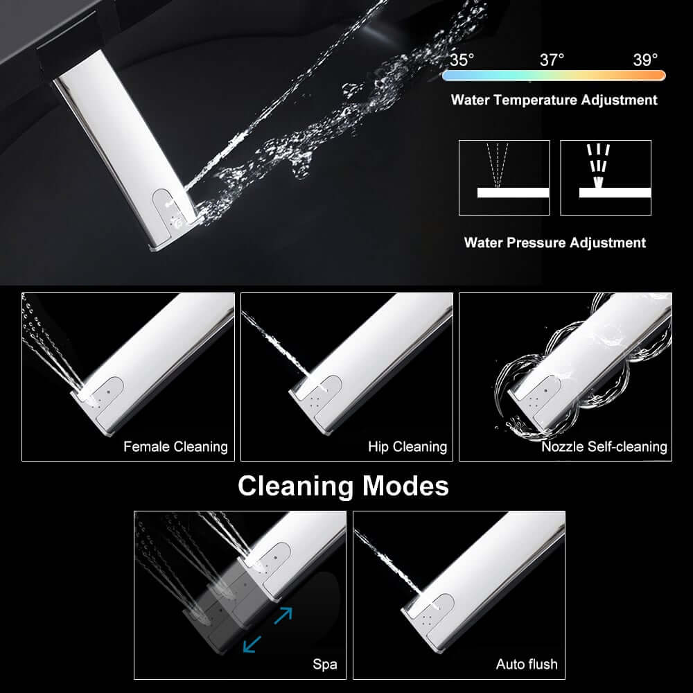 Elongated White Wall-Mounted Bidet Toilet with Heated Seat and Dual Flush