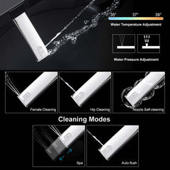 Elongated White Wall-Mounted Bidet Toilet with Heated Seat and Dual Flush