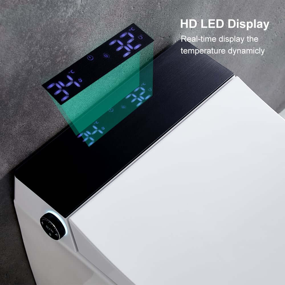 Elongated White Wall-Mounted Bidet Toilet with Heated Seat and Dual Flush