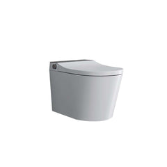 Elongated White Wall-Mounted Bidet Toilet with Heated Seat and Dual Flush