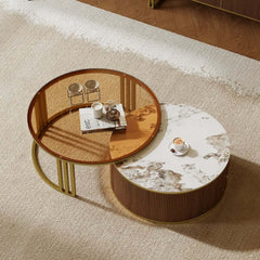 Engineered Wood TV Stand & Coffee Table Set with Shelves