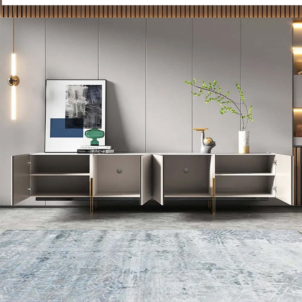 Engineered Wood TV Stand & Coffee Table Set with Shelves