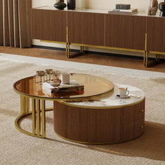 Engineered Wood TV Stand & Coffee Table Set with Shelves
