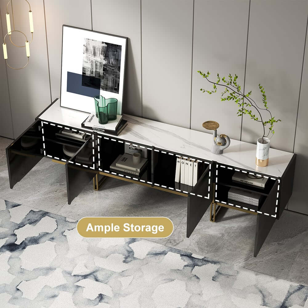 Engineered Wood TV Stand & Coffee Table Set with Shelves