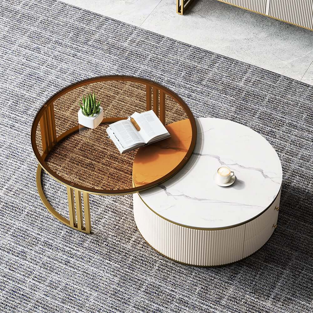 Engineered Wood TV Stand & Coffee Table Set with Shelves