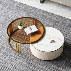 Engineered Wood TV Stand & Coffee Table Set with Shelves