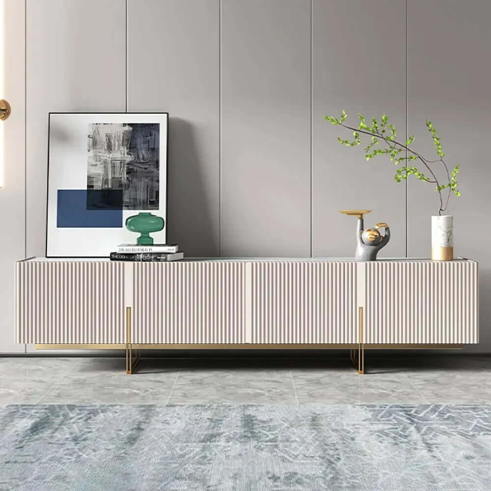 Engineered Wood TV Stand & Coffee Table Set with Shelves