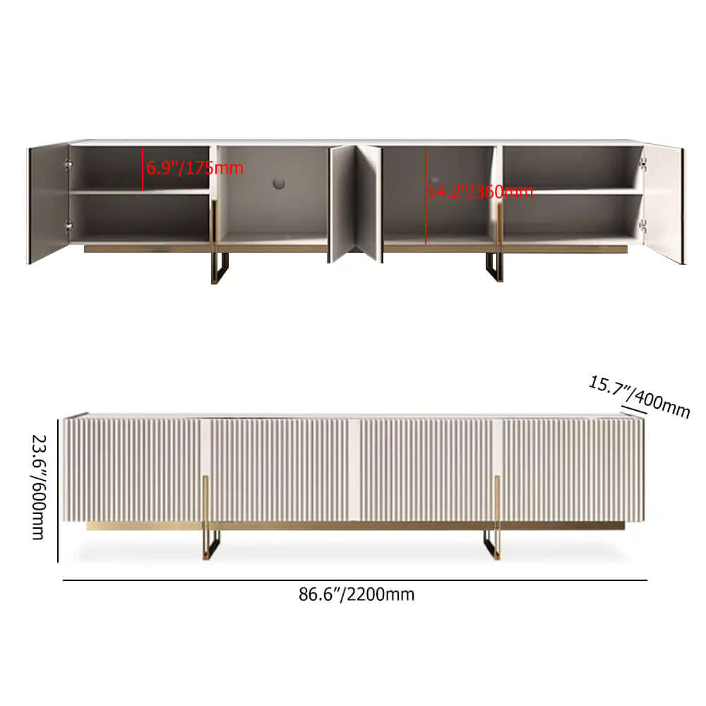 Engineered Wood TV Stand & Coffee Table Set with Shelves Dimensions
