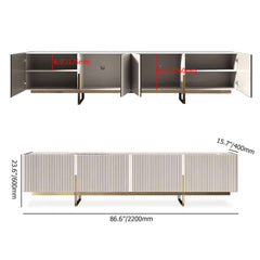 Engineered Wood TV Stand & Coffee Table Set with Shelves Dimensions