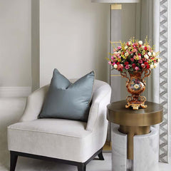 European Luxurious Silk Floral Arrangement with Ceramic Planter