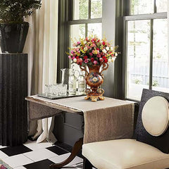 European Luxurious Silk Floral Arrangement with Ceramic Planter