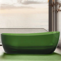 Casual Resin Oval Freestanding Bathtub with Single Slipper Soaking Design Bathtubs