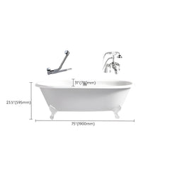 Modern Oval Porcelain Enameled Cast Iron Clawfoot Soaking Bathtub in Roll Top Design - 78cm x 59.5cm Bathtubs