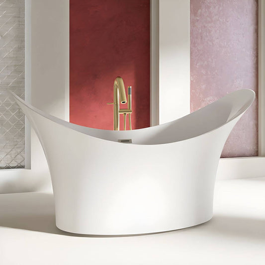 Luxurious Double Slipper Acrylic Modern Freestanding Soaking Bathtub with Slip-Resistant Surface Bathtubs