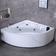 Triangular Back to Wall White Corner Bathtub in a Contemporary Style - Tub Only 44"L x 44"W x 22"H Bathtubs