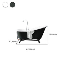 Clawfoot Bathtub with Porcelain Enameled Cast Iron, Single Slipper Design, Oval Shape, Contemporary Style, Chalk Color, and Soaking Bath Therapy, Tub Bathtubs