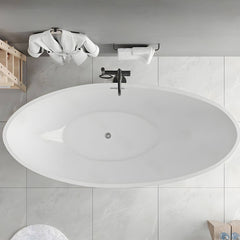 Contemporary Freestanding Soaking Bathtub Oval Slipper Acrylic Bathtub - White 59"L x 31.5"W x 32"H Tub Bathtubs