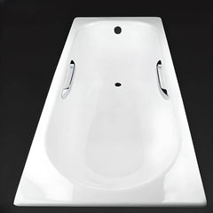 Cast Iron Rectangle White Contemporary Freestanding Bathtub with Roll Top Soaking Design, 59"L x 28"W x 17"H Bathtubs