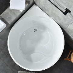 White Acrylic Corner Modern Soaking Bathtub with Slip-Resistant Surface and Drain Assembly Included - Tub with Deck Faucets With Seat 43"L x 35"W x 25"H Bathtubs