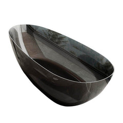 Ink Freestanding Bathtub with Roll Top Oval Design in Casual Soaking Style Bathtubs