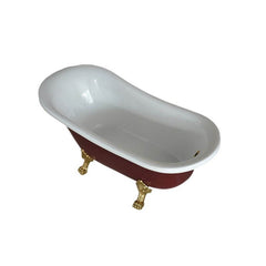 Clawfoot Bathtub with Single Slipper Design, Oval Shape, Simplistic Style, Polymethyl Methacrylate (pmma) Material, and Soaking Bath Therapy, Tub, White/ Silver, 54"L x 27"W x 31"H Bathtubs