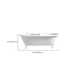 Modern Oval Porcelain Enameled Cast Iron Clawfoot Soaking Bathtub in Roll Top Design - 78cm x 59.5cm Bathtubs