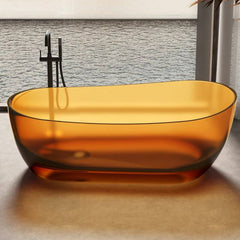 Casual Resin Oval Freestanding Bathtub with Single Slipper Soaking Design Bathtubs