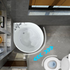 White Acrylic Corner Modern Soaking Bathtub with Slip-Resistant Surface and Drain Assembly Included - Tub with Deck Faucets With Seat 43"L x 35"W x 25"H Bathtubs