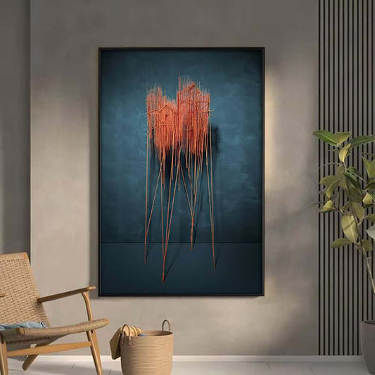 Farmhouse Blue 3D UV Wall Art with Frame Rectangle Abstract Print Main Product Image