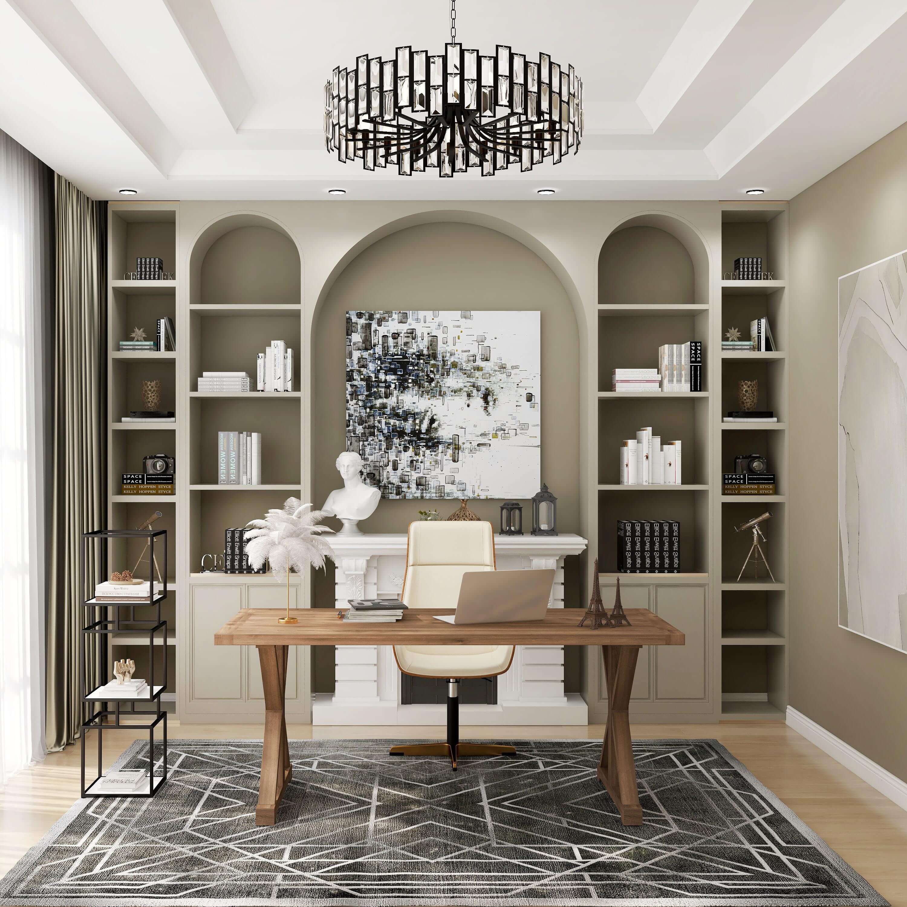 Farmhouse Pine Wood Writing Desk with Trestle Base