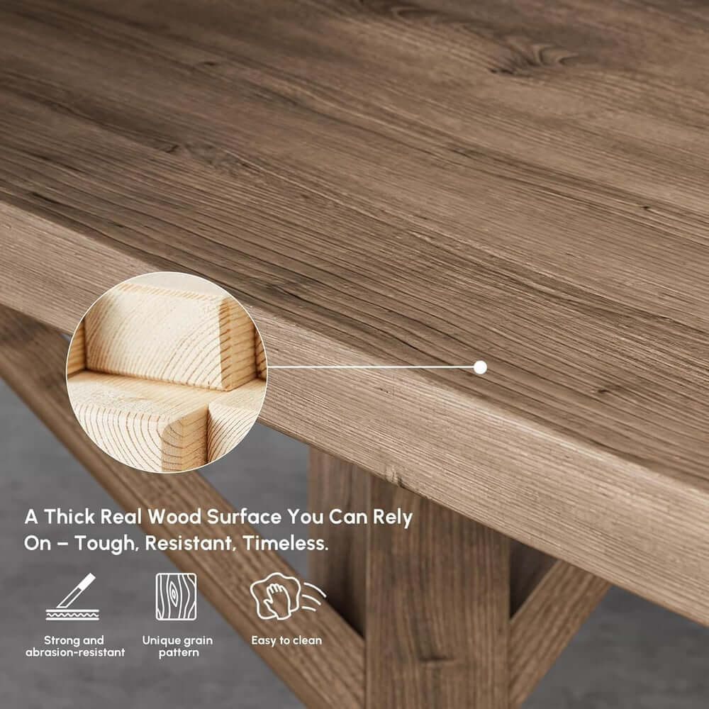 Farmhouse Pine Wood Writing Desk with Trestle Base