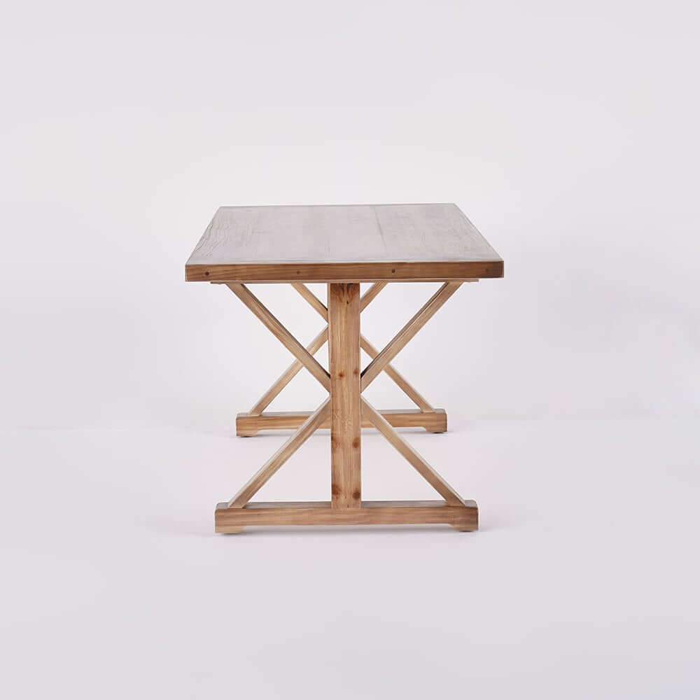 Farmhouse Pine Wood Writing Desk with Trestle Base