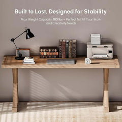 Farmhouse Pine Wood Writing Desk with Trestle Base