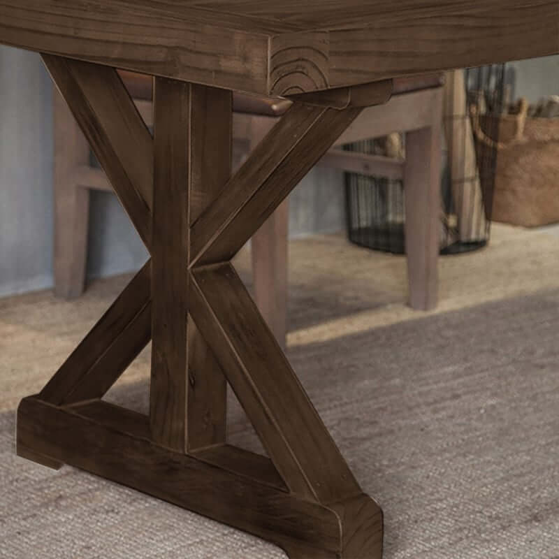 Farmhouse Pine Wood Writing Desk with Trestle Base