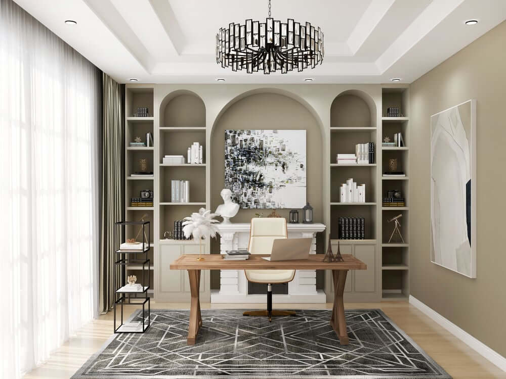 Farmhouse Pine Wood Writing Desk with Trestle Base