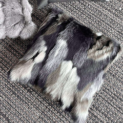 Faux Fur Throw Pillow Cover in Blue Gray Mix for Modern Home Decor