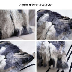 Faux Fur Throw Pillow Cover in Blue Gray Mix for Modern Home Decor