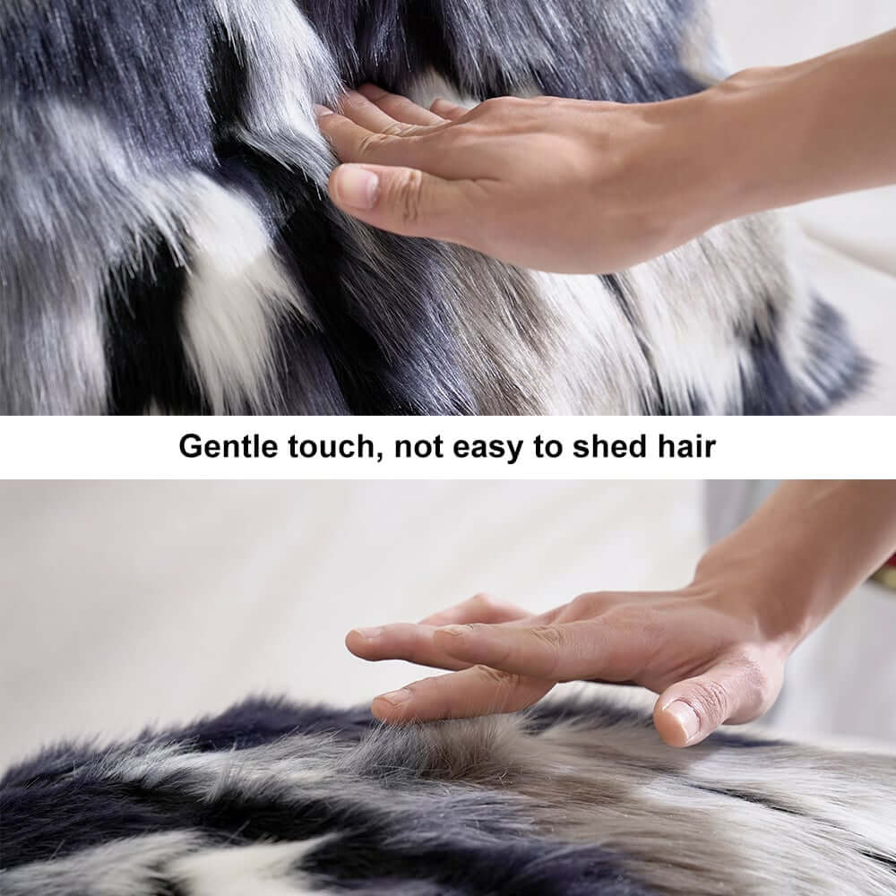 Faux Fur Throw Pillow Cover in Blue Gray Mix for Modern Home Decor