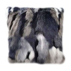 Faux Fur Throw Pillow Cover in Blue Gray Mix for Modern Home Decor