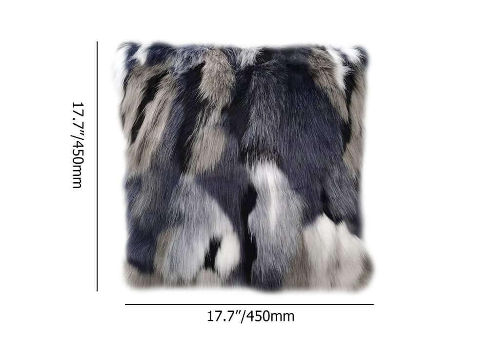 Faux Fur Throw Pillow Cover in Blue Gray Mix for Modern Home Decor Dimensions