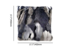 Faux Fur Throw Pillow Cover in Blue Gray Mix for Modern Home Decor Dimensions
