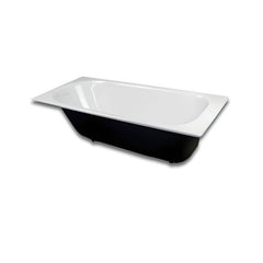 Cast Iron Rectangle White Contemporary Freestanding Bathtub with Roll Top Soaking Design, 59"L x 28"W x 17"H Bathtubs